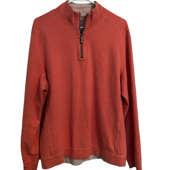Tommy Bahama Flipshore Reversible Pullover Cotton ST225423 Pure Coral/Beige - L